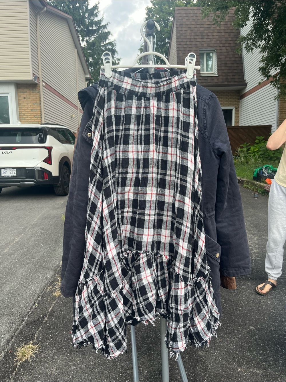 Zara Black, White & Red Plaid Maxi Skirt